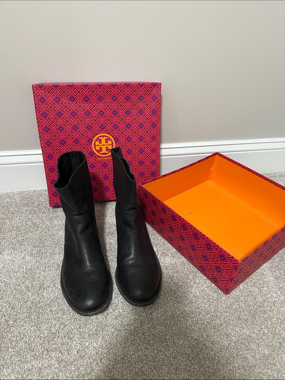 Tory Burch Black Leather Chelsea Ankle Boots